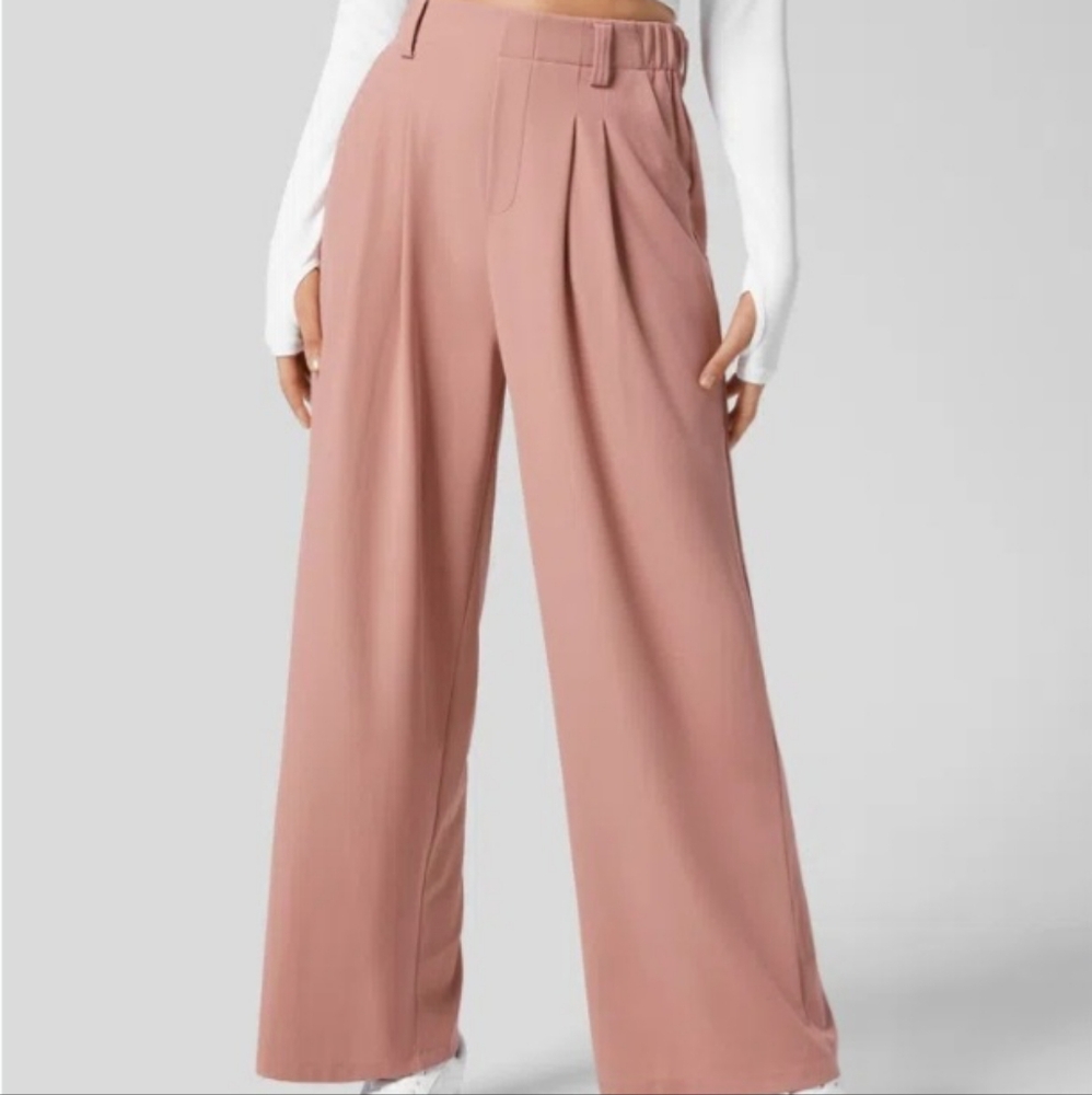 High-Waisted, Plicated Wide-Leg Work Pants